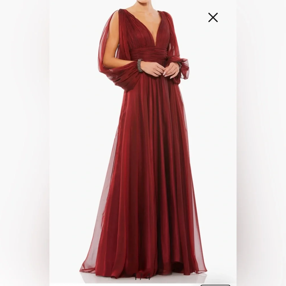 Mac Duggal Burgundy Red Maxi Evening Gown - Picture 4 of 10